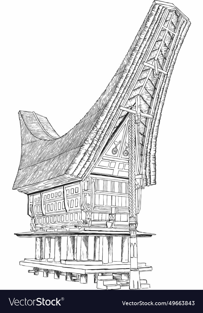 Tongkonan House Sketch Traditional Toraja Vector Image The Best Porn