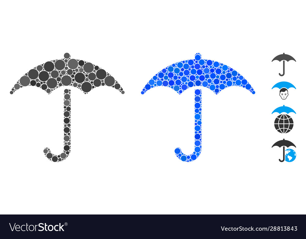 Umbrella mosaic icon circles