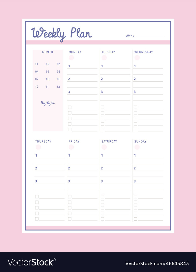 Weekly planner template