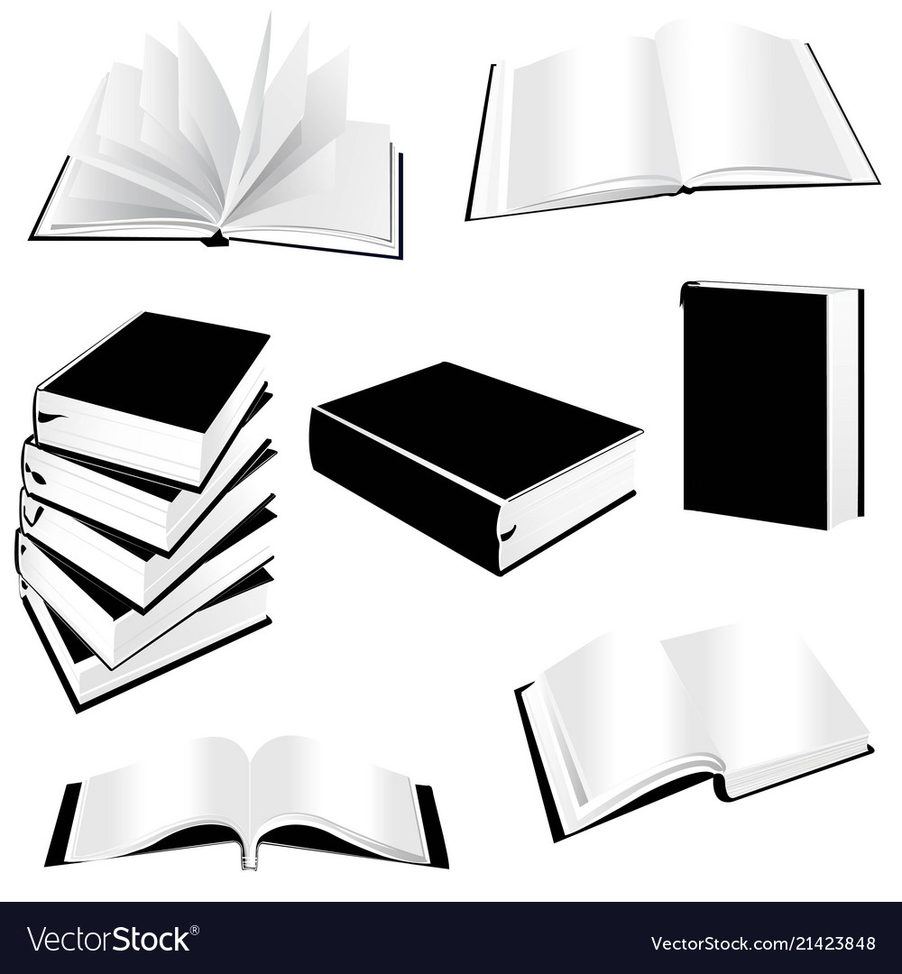 Book silhouette icon set