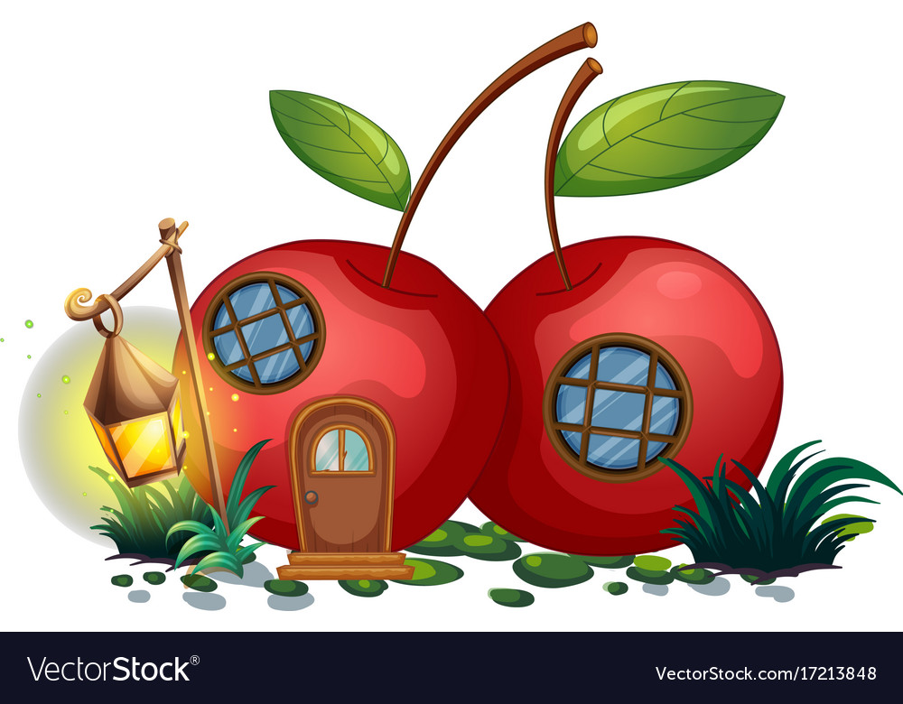 Cherry house with door and window Royalty Free Vector Image