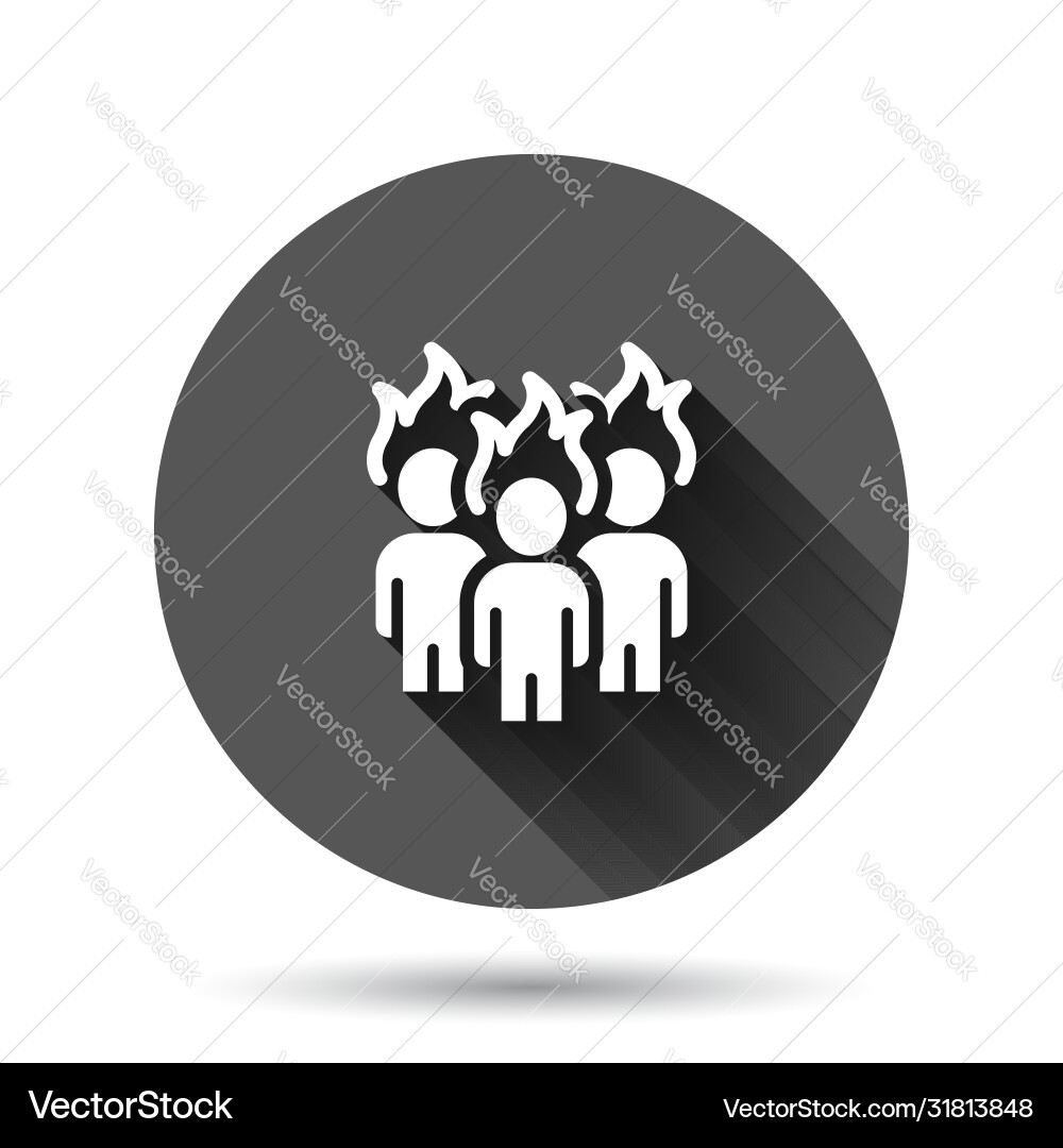 People with flame head icon in flat style stress Vector Image