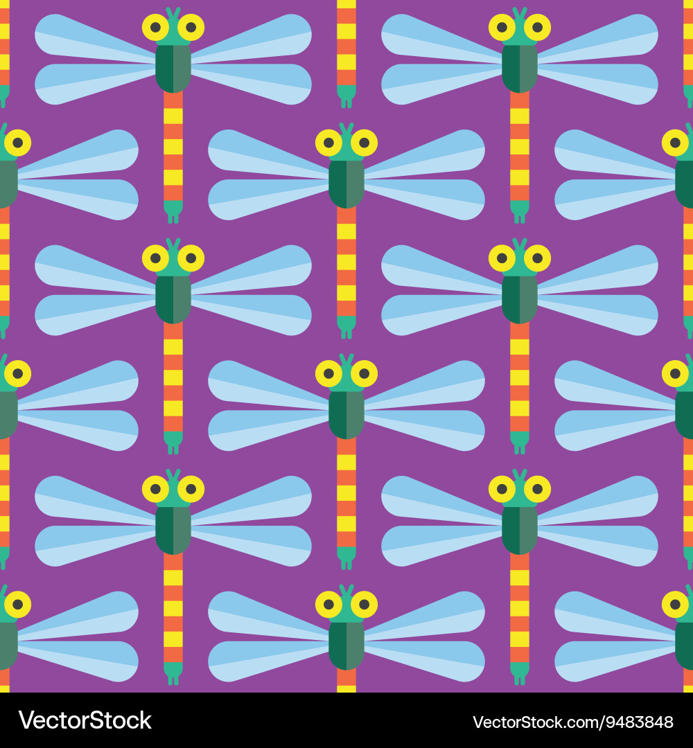 Seamless dragonfly pattern icon insect Royalty Free Vector