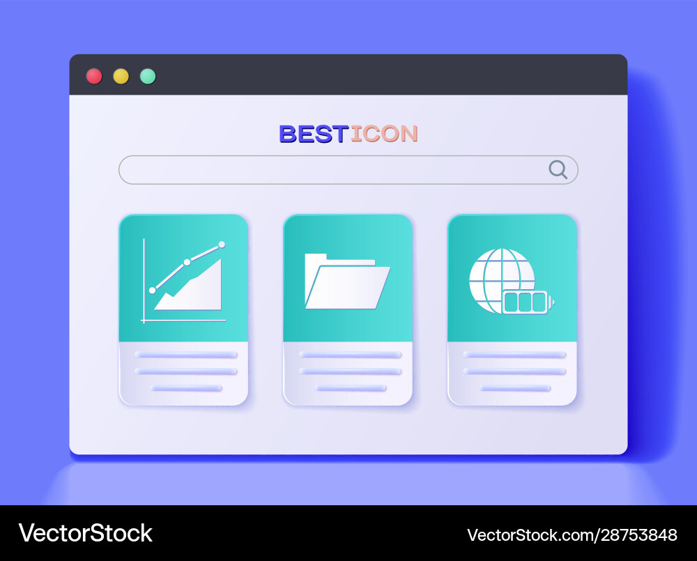 Set document folder pie chart infographic Vector Image