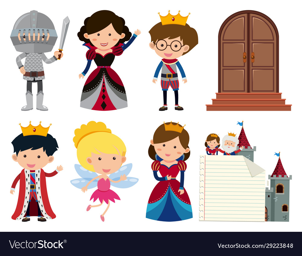 Set isolated objects theme fairytales Royalty Free Vector