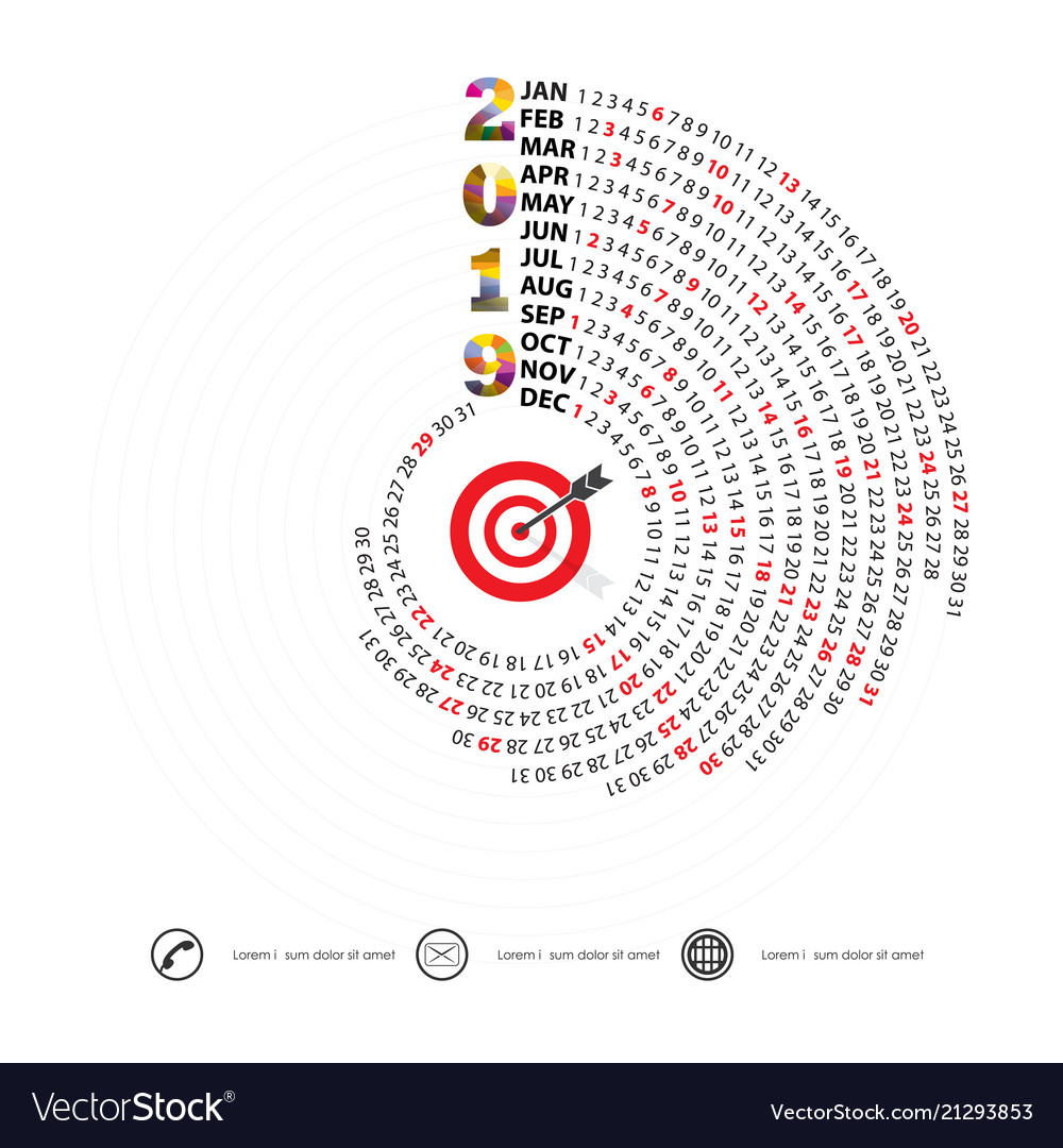 2019 Calendar Templatespiral Calendarcalendar Vector Image 5857