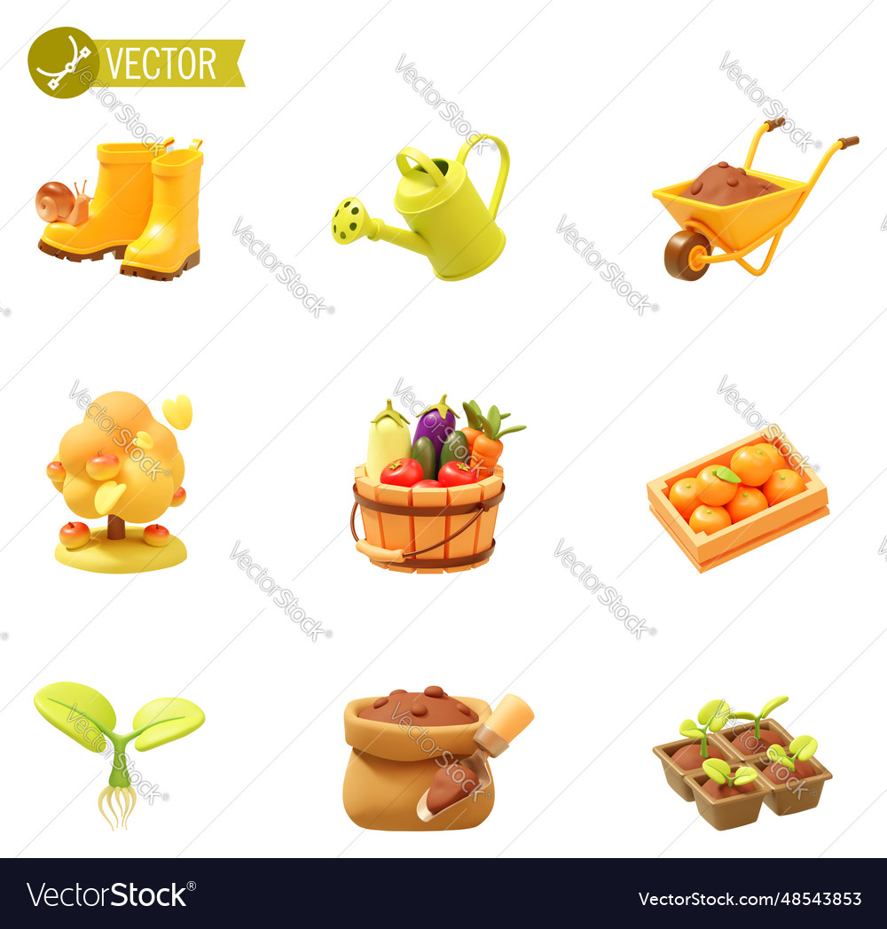 Agriculture Farming And Gardening Icon Set Vector Image 8999