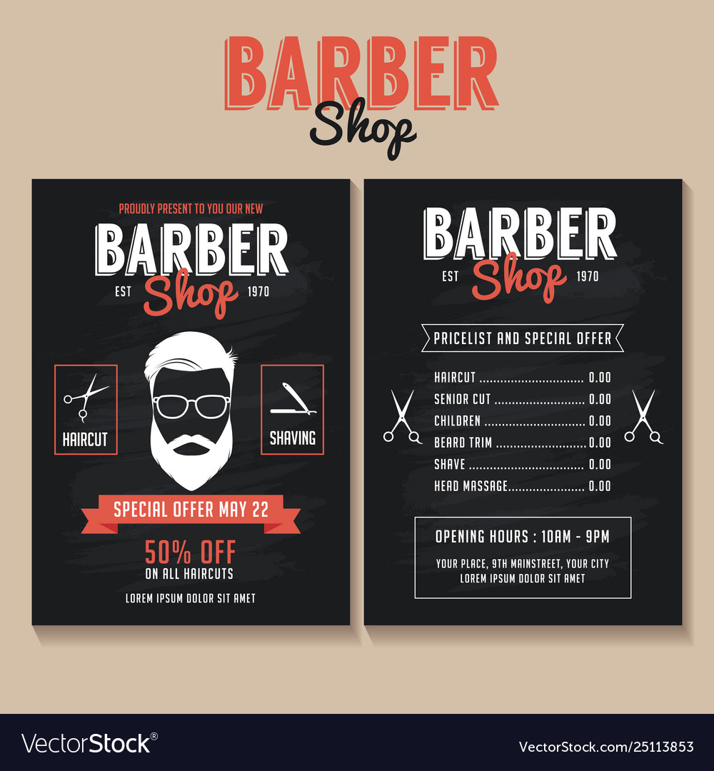 Barber shop flyer template Royalty Free Vector Image