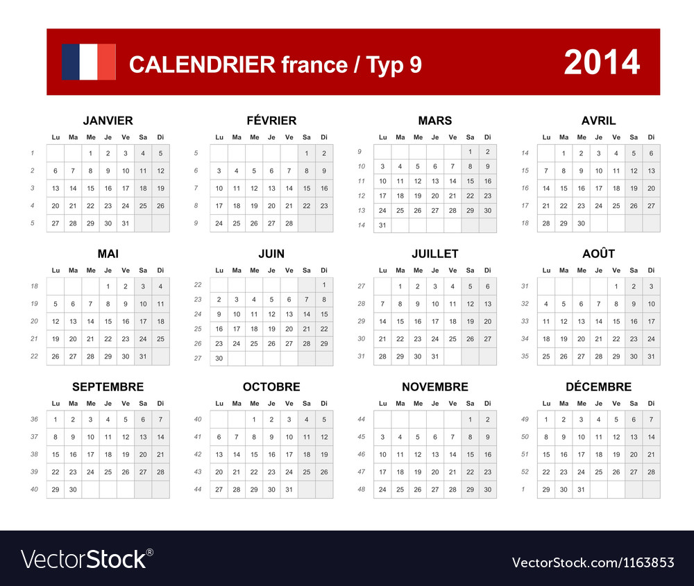 Calendar 2014 french type 9