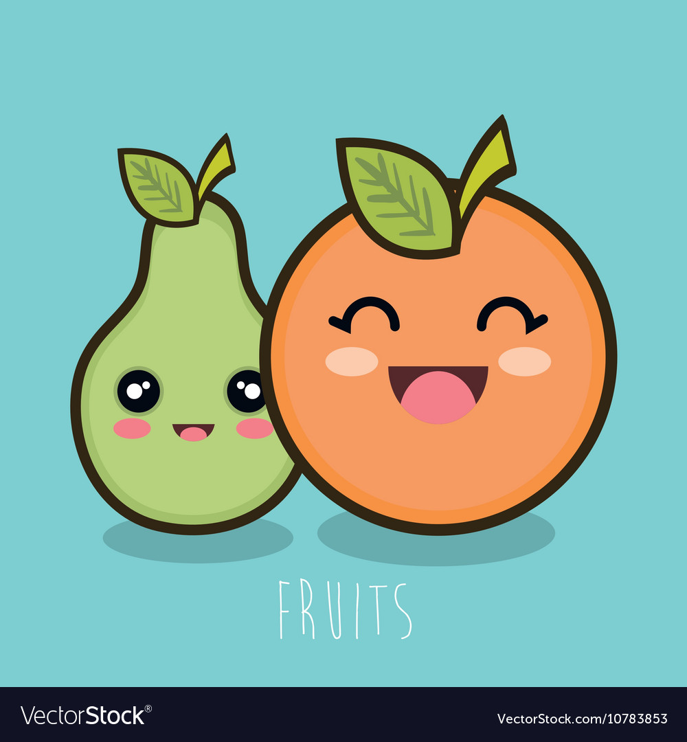 Cartoon Fruit Pear And Orange Design Royalty Free Vector