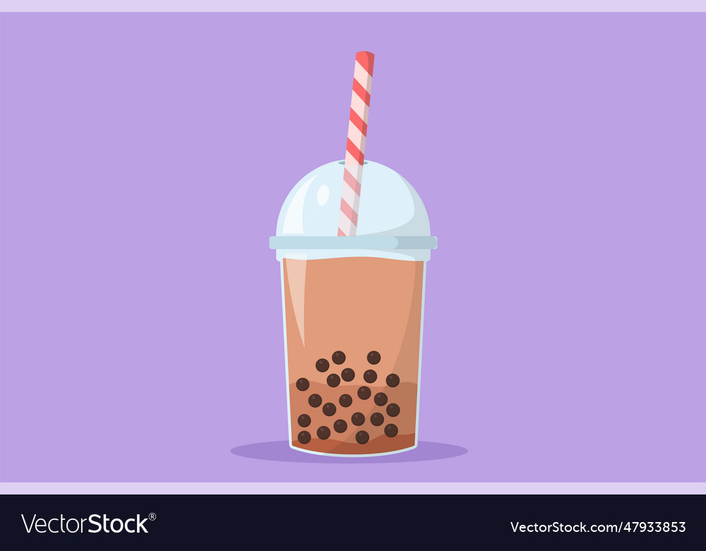 Character flat drawing of bubble boba tea drink Vector Image