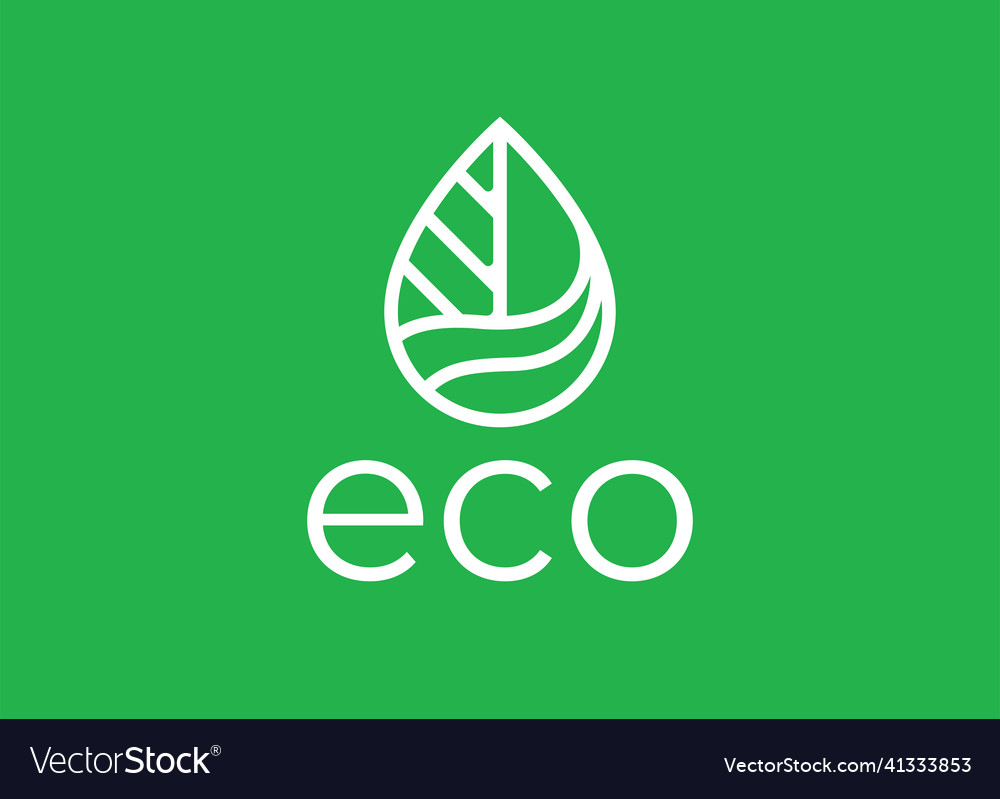 Eco friendly leaf logo line icon Royalty Free Vector Image