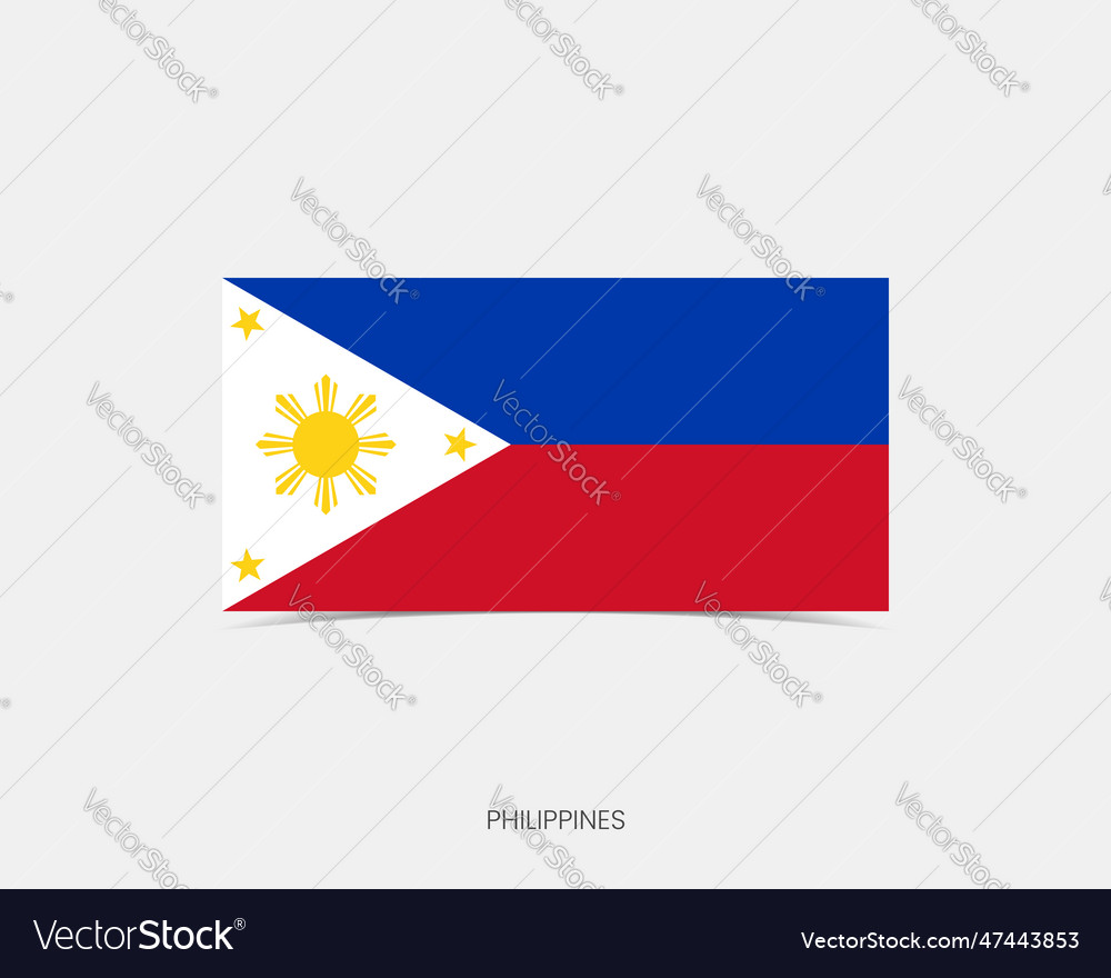 Philippines rectangle flag icon with shadow Vector Image