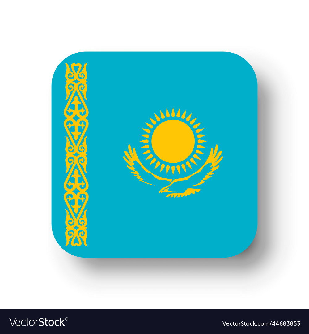 Rounded square flag of kazakhstan Royalty Free Vector Image