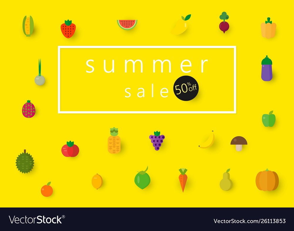 Summer sale banner with pieces ripe fruit