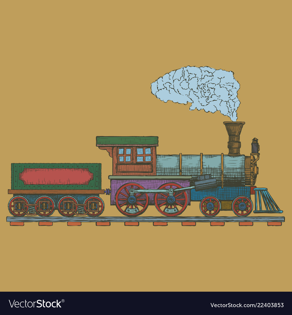 Vintage steam locomotive logo design Royalty Free Vector