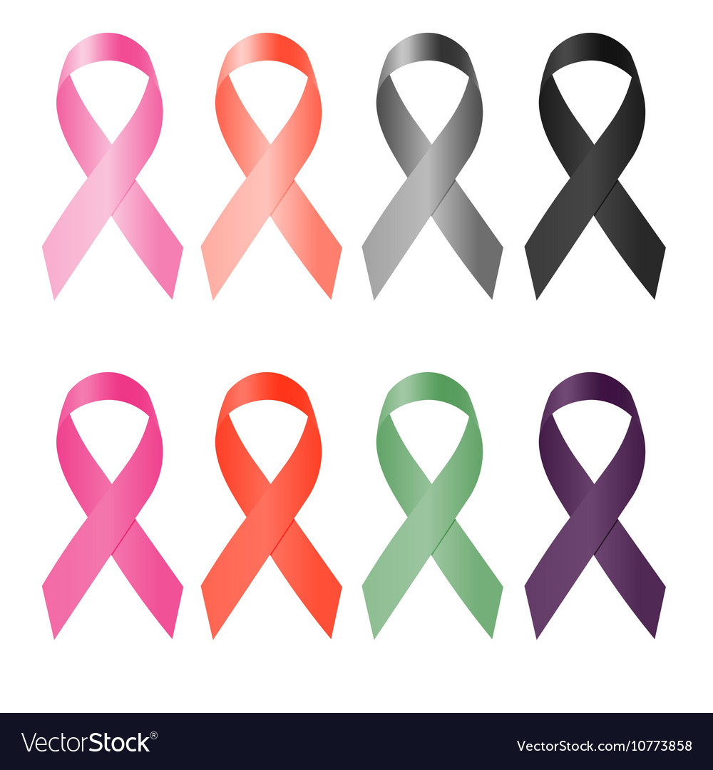 Awareness ribbon set colorful ribbons on a Vector Image