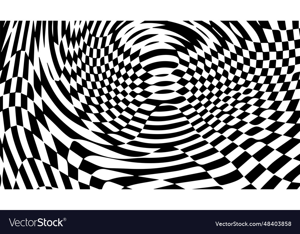 Black and white chess wave pattern checker board Vector Image