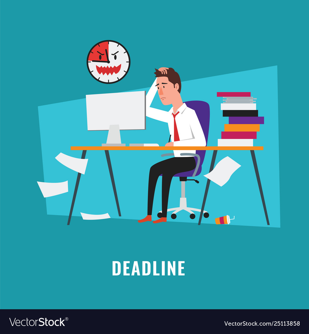 Businessman with project deadline Royalty Free Vector Image