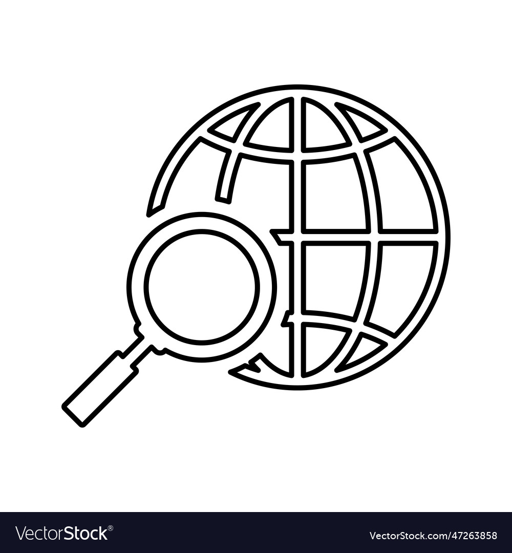 Globe Suche Symbol Linie Umriss Design