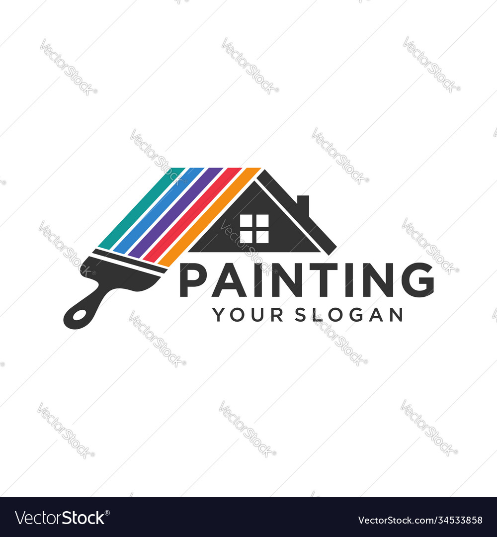 House painting logo design template Royalty Free Vector