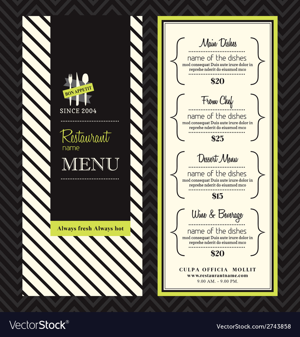 Modern restaurant menu design template layout