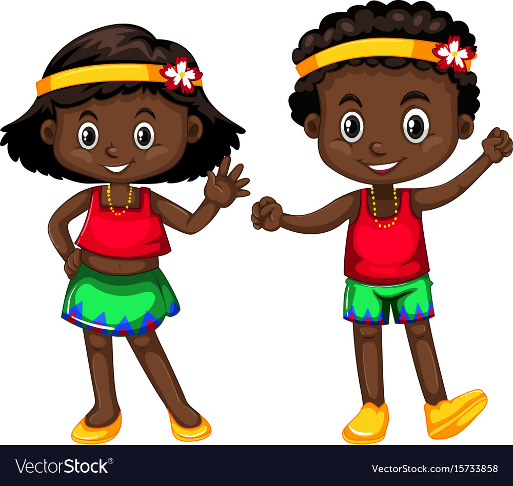 Papua new guinea boy and girl on white background