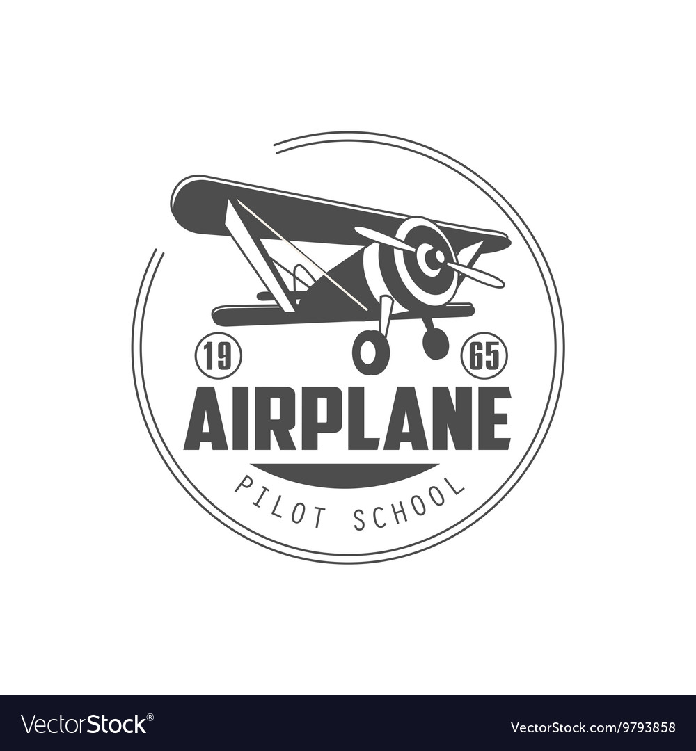 Pilot school emblem design Royalty Free Vector Image