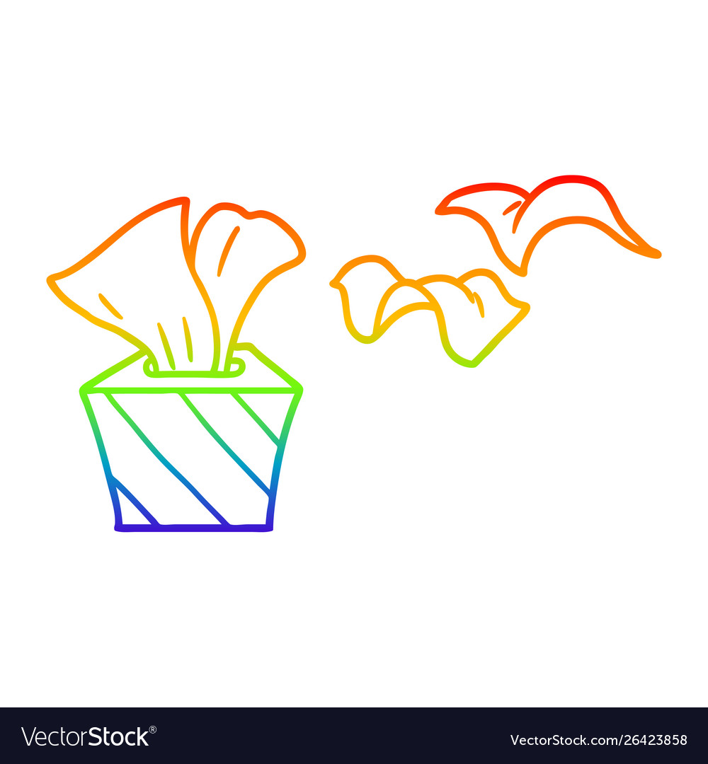 Rainbow gradient line drawing cartoon box