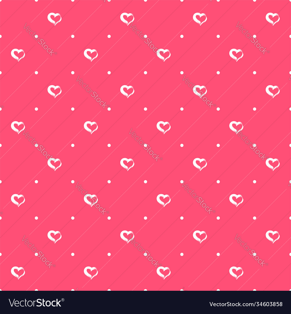 Seamless pattern with white hand drawn hearts