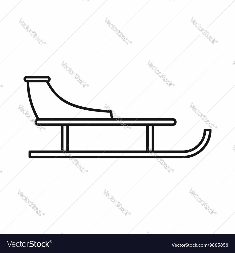 Sled icon outline style Royalty Free Vector Image