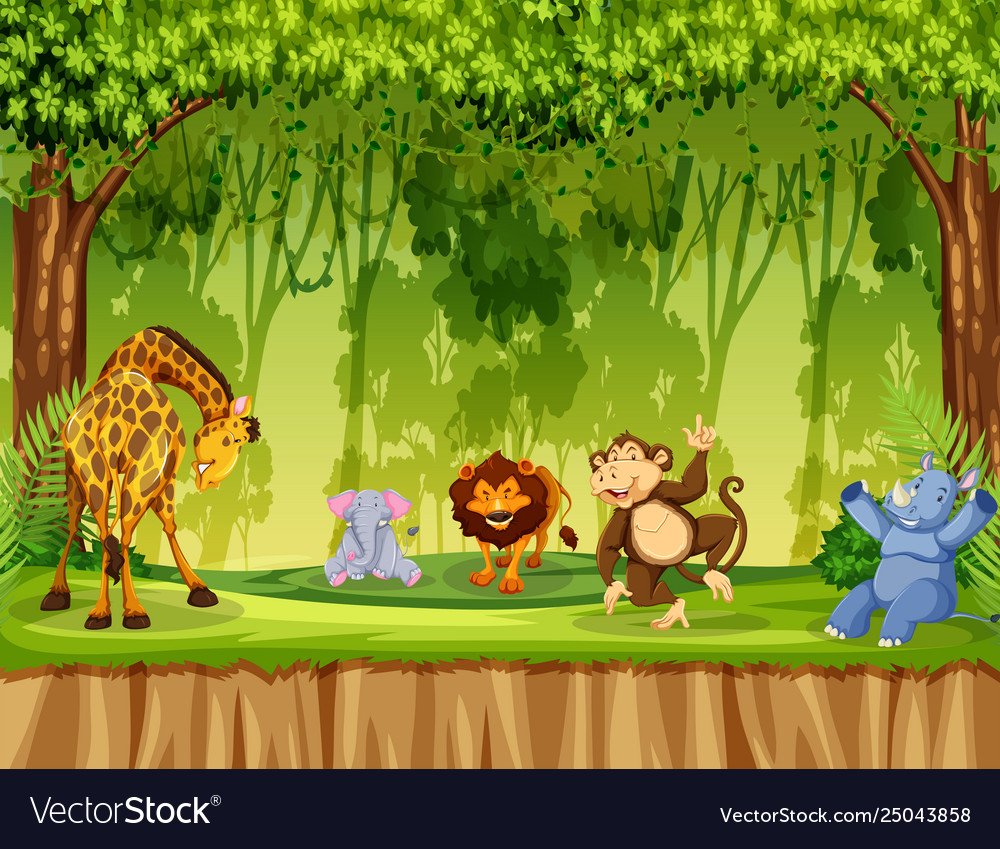 Wild animal in jungle Royalty Free Vector Image Wild animal in jungle Royalty Free Vector Image