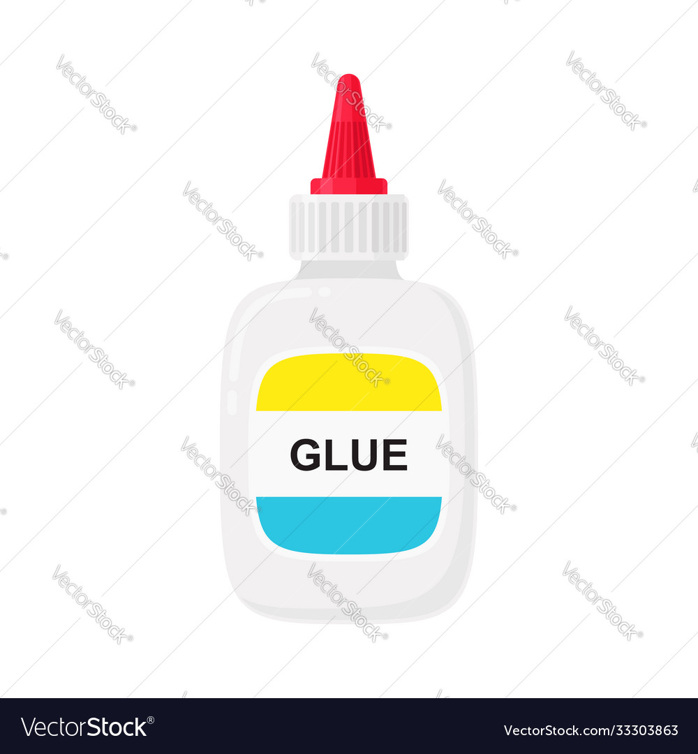Cartoon glue bottle flat ico Royalty Free Vector Image