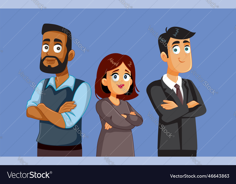 Casual adult people standing with arms crossed Vector Image