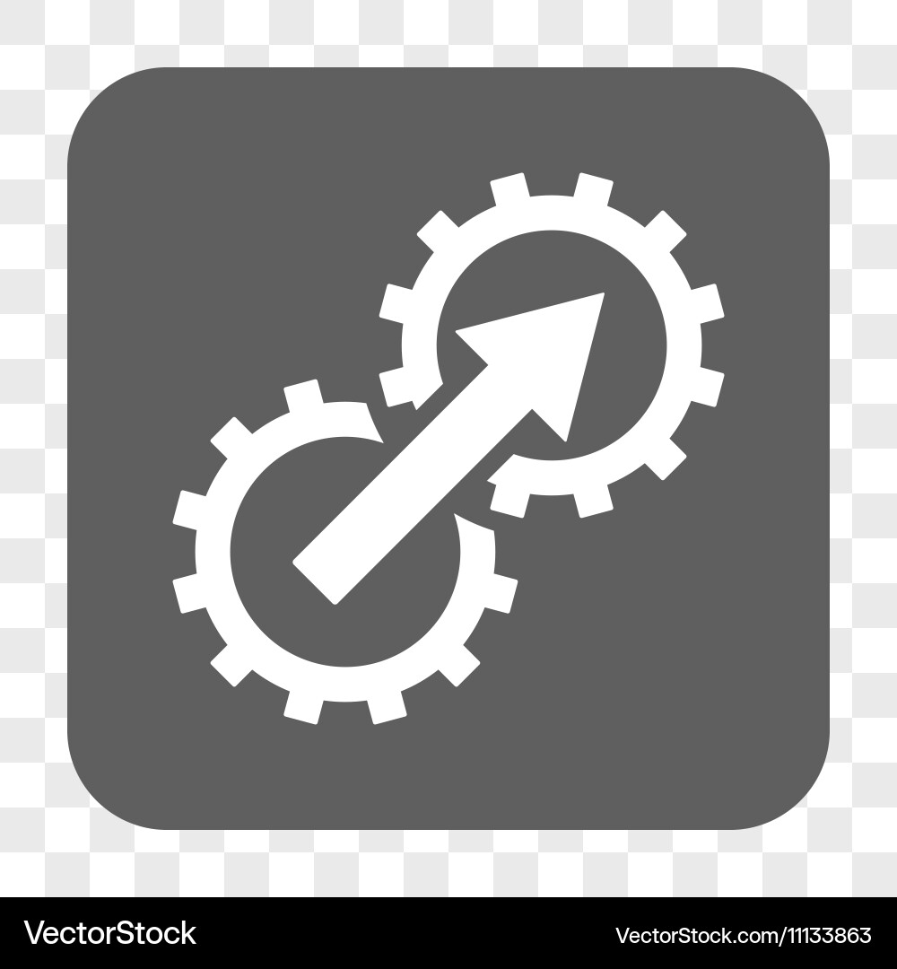 Gear integration rounded square button Royalty Free Vector