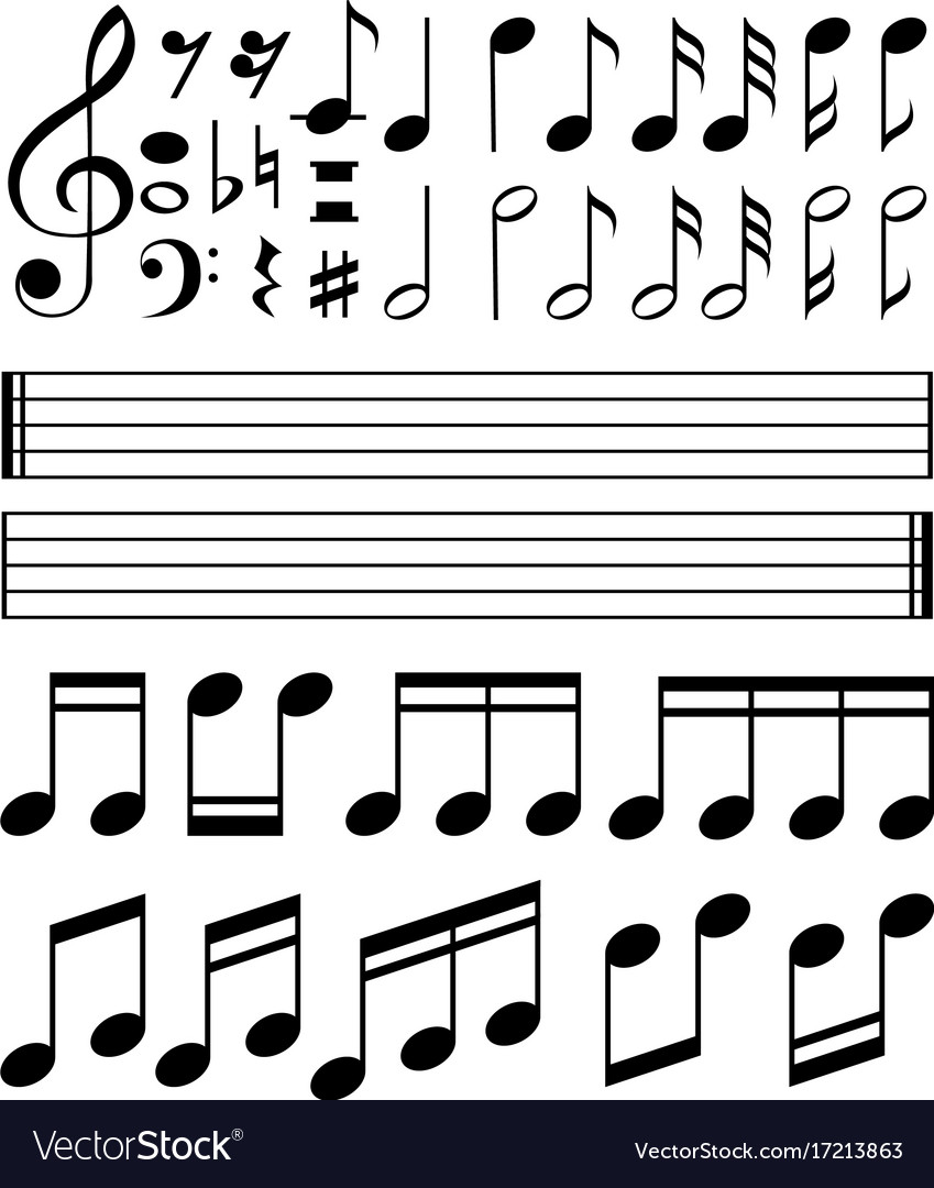 Music notes and line paper template Royalty Free Vector Within Music Notes Paper Template