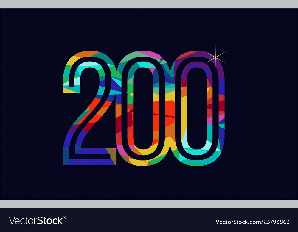 Rainbow colored number 200 logo company icon