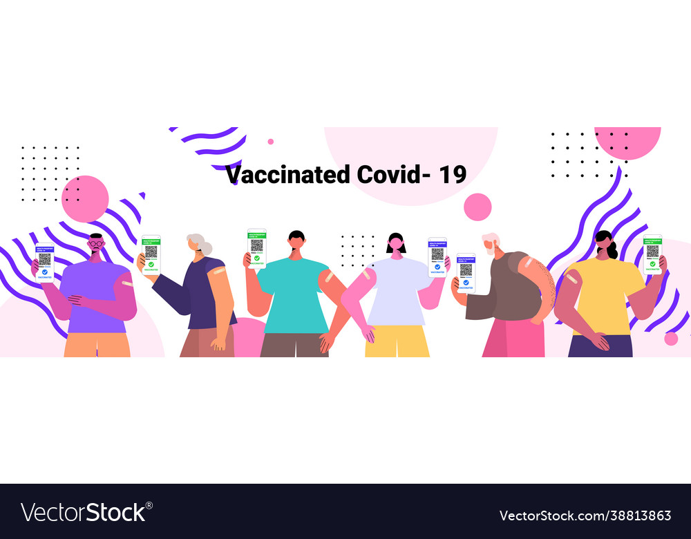 Vaccinated people using digital immunity passport