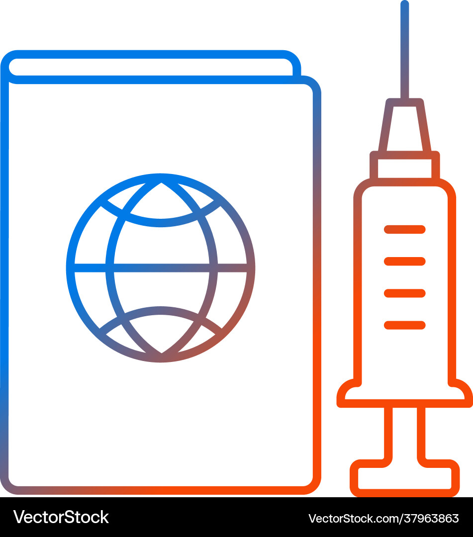 Vaccine passport gradient linear icon Royalty Free Vector