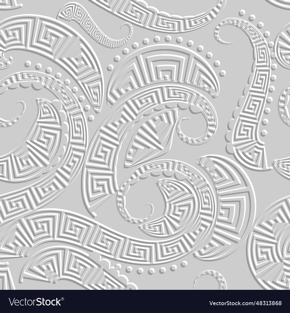 Emboss textured 3d greek seamless pattern surface Vector Image