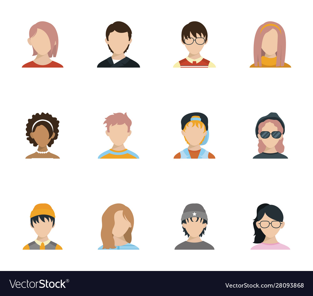 Isolated men and women heads set design