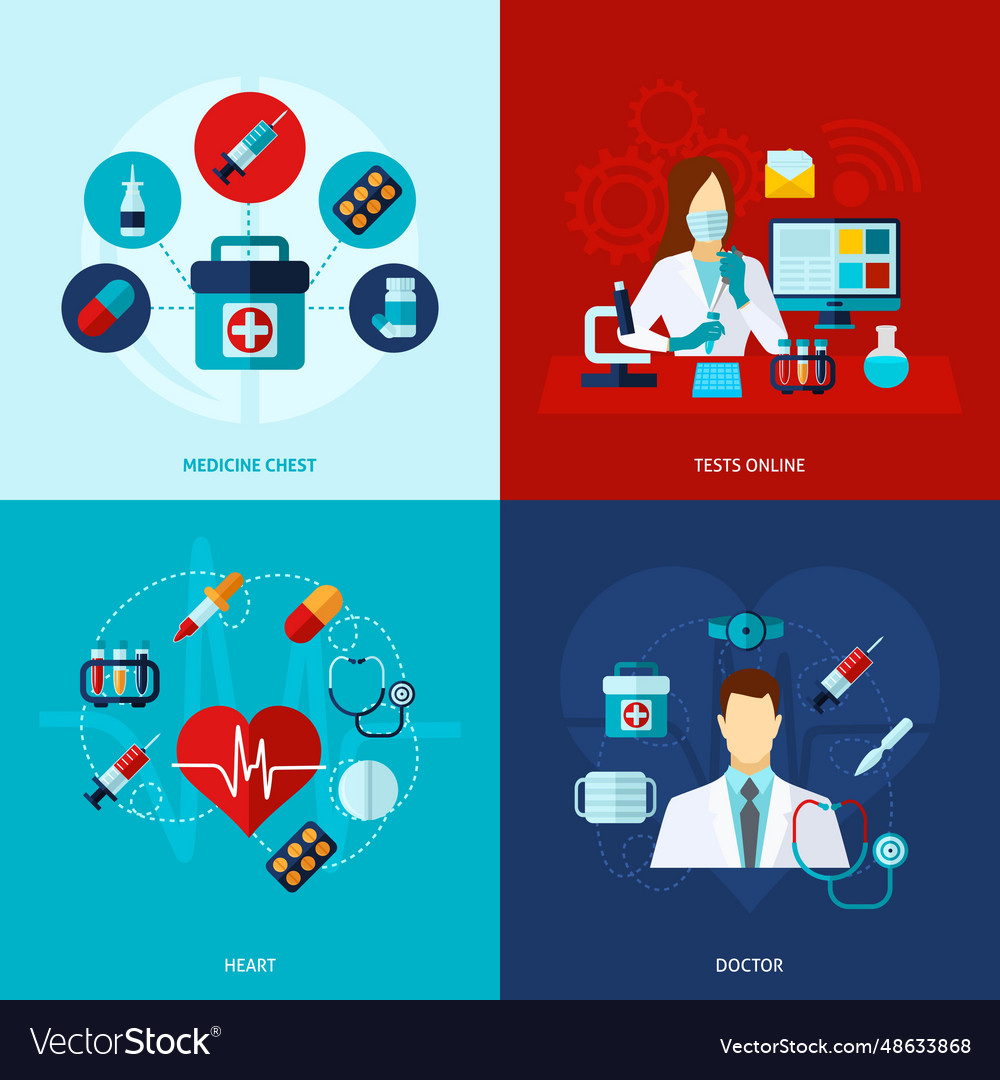 Medical flat set Royalty Free Vector Image - VectorStock