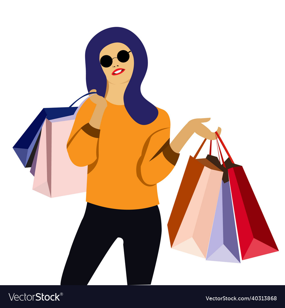 Modern stylish girl with shopping bag Royalty Free Vector