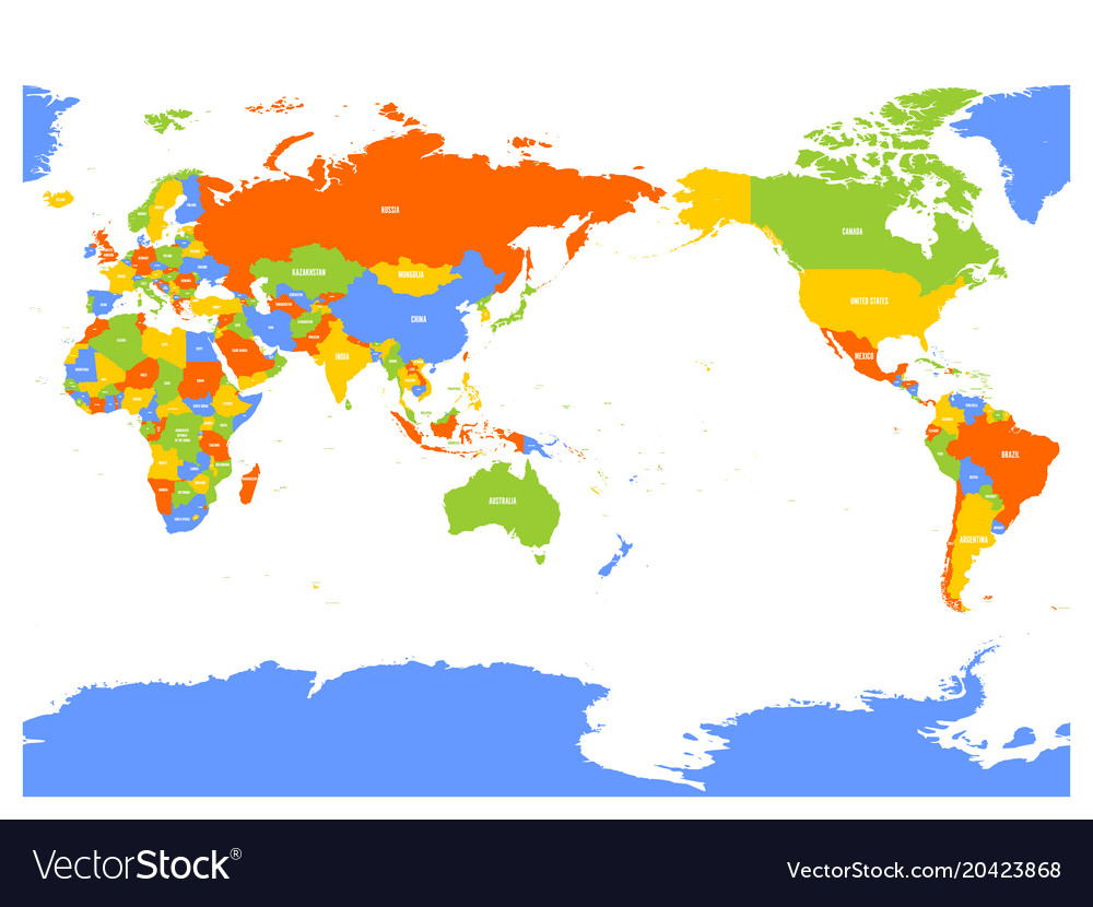 Pacific Centered Political Map Of World Royalty Free Vector