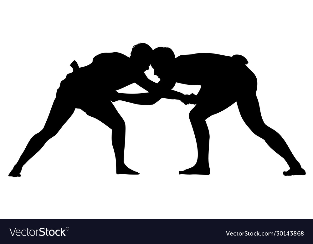 Silhouette sumo wrestling Royalty Free Vector Image