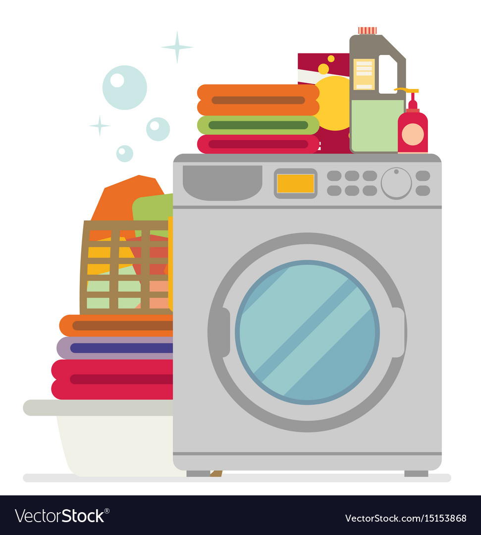 Washing machine with basket of clean and dirty Vector Image