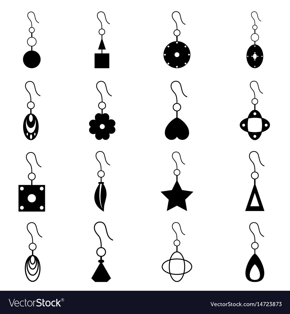 Earrings icon set Royalty Free Vector Image - VectorStock