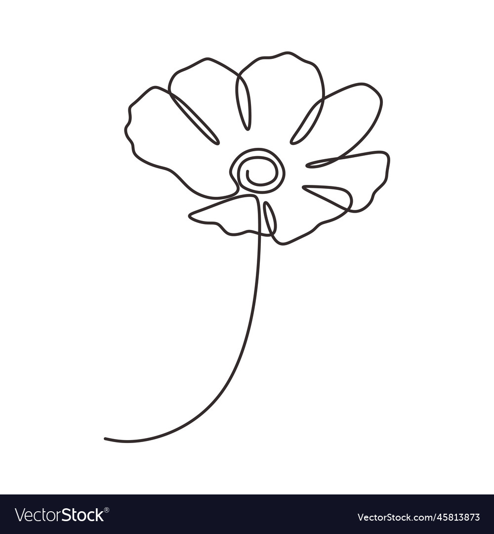 Flower One Line Drawing Minimalism Royalty Free Vector Image