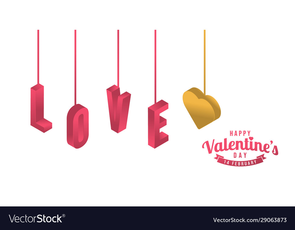 Happy valentines day modern flat design style