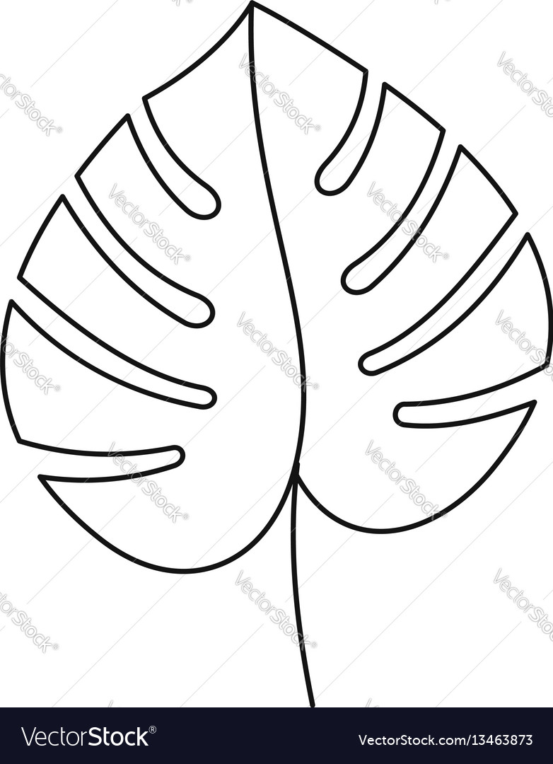 Monstera leaf icon outline style Royalty Free Vector Image